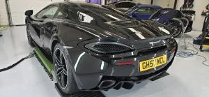 Black sports car with PPF and ceramic coating near Reading Berkshire.